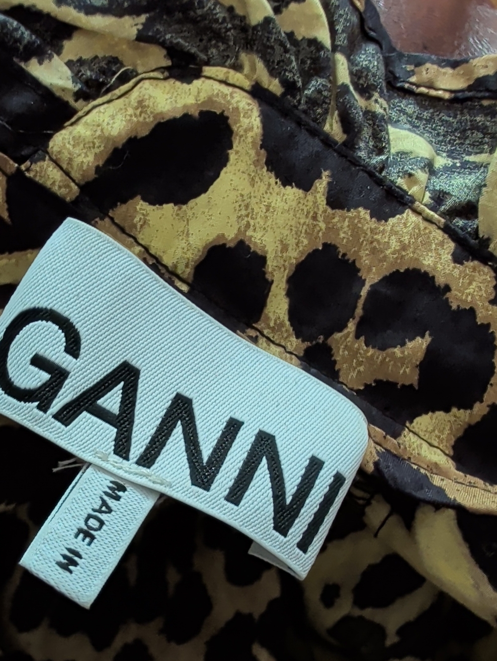 Ganni Leopard Print Ruffle Trim Mini Dress - Picture 10 of 13